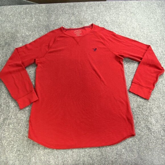 American Eagle Shirt Mens  XXL Red Thermal Waffle Knit Long Sleeve Layer Camping - Picture 1 of 11